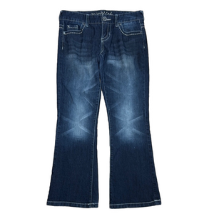 Maurices Blue Flare Wide Leg Jeans with Lived-In Look. Casual Comfy